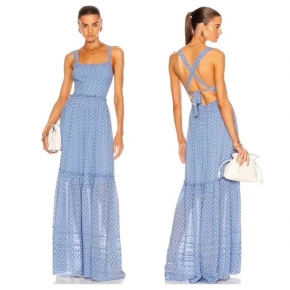 Jonathan Simkhai Dresses & Skirts - NWT Jonathan Simkhai Emilia Polka Dot Cross Back Tiered Maxi Dress